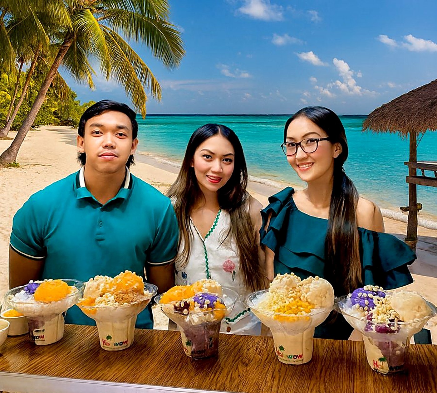 Halowow founders Czearian Marc, Aice Zel and Aiby Jane Maghinay with their five halo-halo flavors